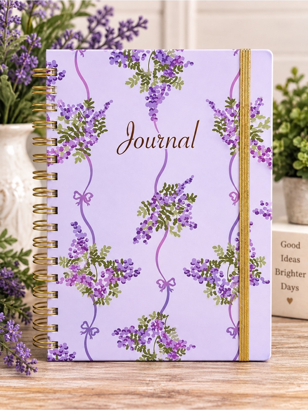 Journal w/Pen: Spiralbound Lavender Floral